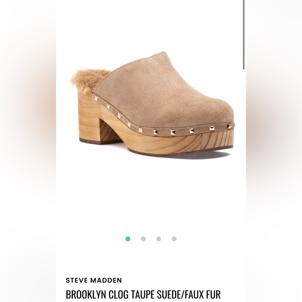 NEW Steve Madden BROOKLYN CLOG TAUPE SUEDE/FAUX FUR